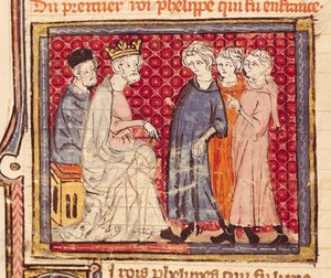 F.204v Rey Felipe I (1053-1108), Grandes Crónicas de Francia, 1375-79 de French School