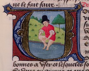F.27v Sanguijuelas, de Traite de Medecine por Aldebrande de Florencia, 1356 de French School