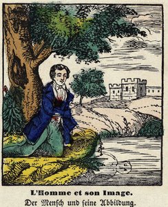 Fábulas de La Fontaine: el hombre y su imagen. Imagen de Epinal, primera mitad del siglo XIX de French School