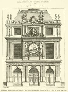 Fachada de la Casa de los comerciantes de telas, en París, en el siglo XVII de French School