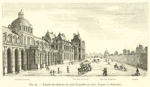 Fachada del castillo del lado del jardín en 1650, según I Sylvestre