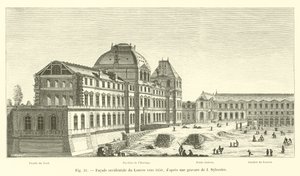 Fachada occidental del Louvre hacia 1650, según un grabado de I Sylvestre de French School