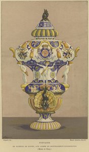 Fuente de agua Faience de Rouen con las armas de la Casa de Montmorency-Luxemburgo de French School