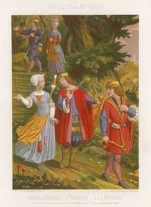 Granjero y aldeano, camarera y músicos de French School