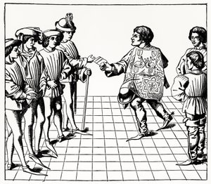 Moda y manera del Rey de Armas, de los Torneos del rey René, ilustración de Ciencia y Literatura en la Edad Media y Renacimiento, escrita y grabada por Paul Lacroix, 1878 de French School