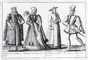 Moda durante el período Tudor (grabado) de French School
