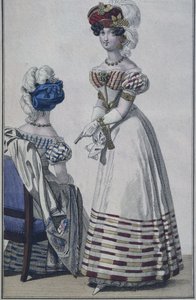 Placa de moda, París, ilustración de Le Petit Courrier des Dames, c.1820