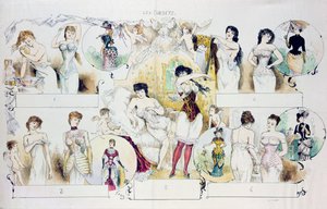 Placa de moda para La Vie Parisienne que muestra corsés, c.1870 de French School