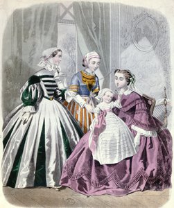Placa de moda de Le Monde Elegant 1859 (grabado en color)
