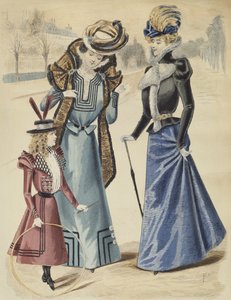 Placa de moda, en el bulevar, ilustración de La Nouvelle Mode, 1897 de French School