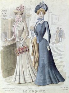 Damas elegantes en la taquilla de la Gare du Nord en París, c.1900 de French School