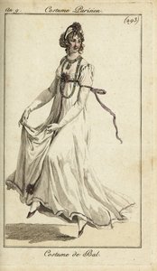 Mujer a la moda bailando con vestido de baile de French School