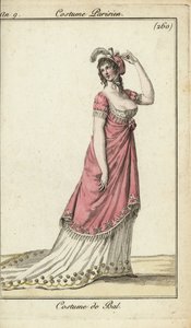 Mujer a la moda con vestido de baile de lujo, París de French School