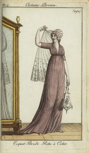 Mujer a la moda con sombrero toquet bordado de French School