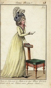 Mujer a la moda con silla