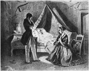 El padre Goriot en su lecho de muerte, ilustración de 