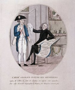 El padre Grimaud llora sus ganancias, una caricatura de la revolución, finales del siglo XVIII de French School