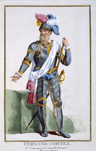 Fernand Cortez, grabado por Pierre Duflos, 1780 de French School