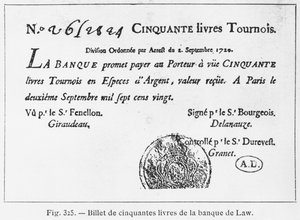 Billete de cincuenta libras francesas del Banco de Law, fechado el 2 de septiembre de 1720 de French School