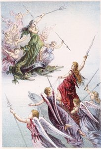 Lucha entre espíritus malignos y buenos del mar - en “Viaje al fondo del mar” de H. de la Blanchère. París, ed. Jouvet et Cie, s.f. 1880 de French School