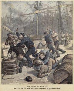 Lucha entre marineros ingleses y prusianos en los muelles de Millwall de French School