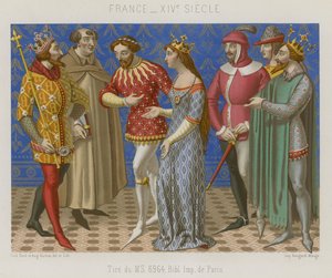 Figuras con ropa francesa del siglo XIV