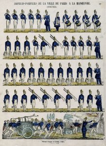 Cuerpo de bomberos de la ciudad de París en maniobra - Imagen de Epinal, circa 1852