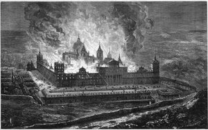 Incendio del Palacio de El Escorial el 2 de octubre de French School