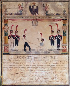 Primer Imperio: Certificado de Maestro de Armas en 1813. Diploma de esgrima, París, Museo del Ejército