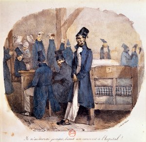 Primer Imperio: "Los reclutas en el hospital en 1809" París, B.N. de French School
