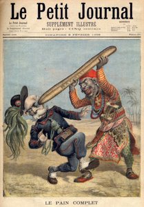 Primera Guerra Italo-Etíope - Caricatura de Francesco Crispi (1818-1901) y la derrota del ejército invasor italiano en el sitio de Makalle, Etiopía - en Le Petit Journal del 09/02/1896