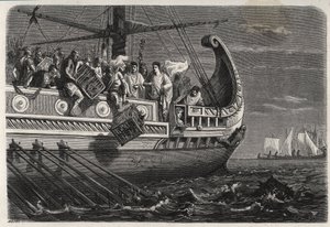 Primera Guerra Púnica - Publio Claudio Apio Pulcro (muerto alrededor de 240 a.C.) antes de la Batalla de Drepanum (249 a.C.) hace que los pollos sagrados sean arrojados al mar - Primera Guerra Púnica - Batalla de Drepanum de French School