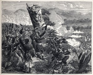 Primera coalición: Coronel Antoine Guillaume Rampon (1759-1842) en la Batalla de Montenotte el 12 de abril de French School