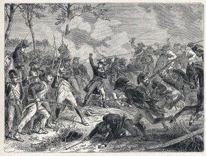 Primera coalición: Lázaro Nicolás Margarita Carnot (1753-1823) durante la Batalla de Wattignies oponiéndose a las tropas francesas al ejército austriaco el 16 de octubre de 1793 de French School