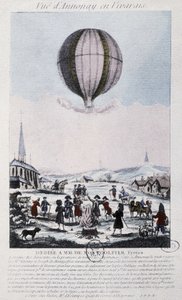 Primer vuelo a Annonay de los hermanos Montgolfier en 1783 de French School