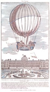 Primer vuelo tripulado en globo de hidrógeno, 1783 de French School