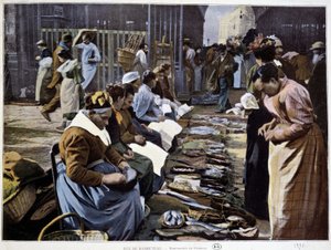 Vendedores de pescado en la rue Rambuteau (Halles) de French School
