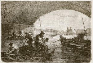 Pescando armas en el Sena, ilustración de la Historia de la Guerra entre Francia y Alemania, 1870-1871