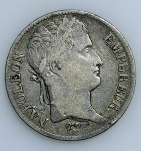 Moneda de cinco francos, con la cabeza de Napoleón (1769-1821) 1811 (anverso)