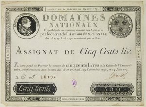 Billete de quinientos libros, 19 de junio de 1791