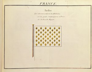 Bandera de un príncipe de la familia real, de Pavillons des Puissances Maritimes (grabado en color) de French School