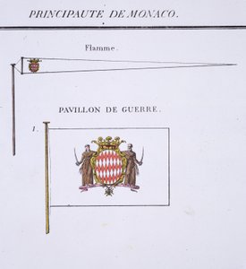 Banderas de Mónaco, de un libro francés de banderas, c.1819 de French School