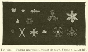 Copos amorfos y cristales de nieve de French School