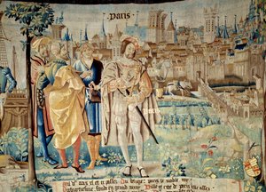 Fundación de la ciudad de París. El rey Francisco I (1494-1547) decidió establecer su capital permanente en París cuando regresó de la cautividad en 1527. Tapiz de 