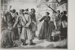 Removiendo por la fuerza a civiles franceses de Lille a colonias de trabajo alemanas, 1914-19 de French School