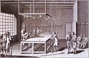 Forma de billar jugada en Francia, mediados del siglo XVIII de French School