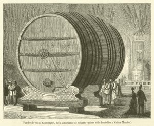 Tonel de vino de Champagne, con capacidad de setenta y cinco mil botellas, Casa Mercier de French School