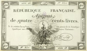 Billete de cuatrocientos libras, 21 de septiembre de 1792 de French School