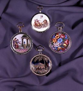 Cuatro estuches de reloj con joyas y esmalte, finales del siglo XVIII de French School