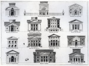 Catorce de las barreras diseñadas por Claude Nicolas Ledoux para el Muro de los Granjeros Generales que rodea París de French School